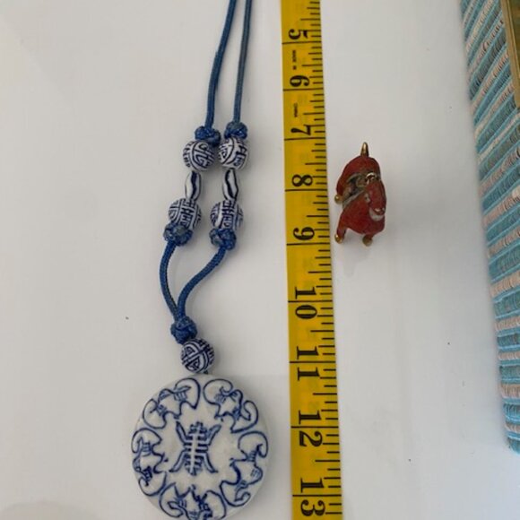 Vintage Chinese Hand Carved Cinnabar Inlay Horse Cloisonne Pendant - Picture 2 of 7